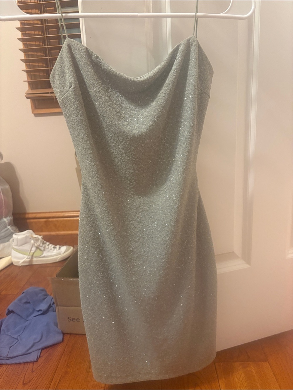 Sparkle Cowl Neck Slip Dress - Sage Green